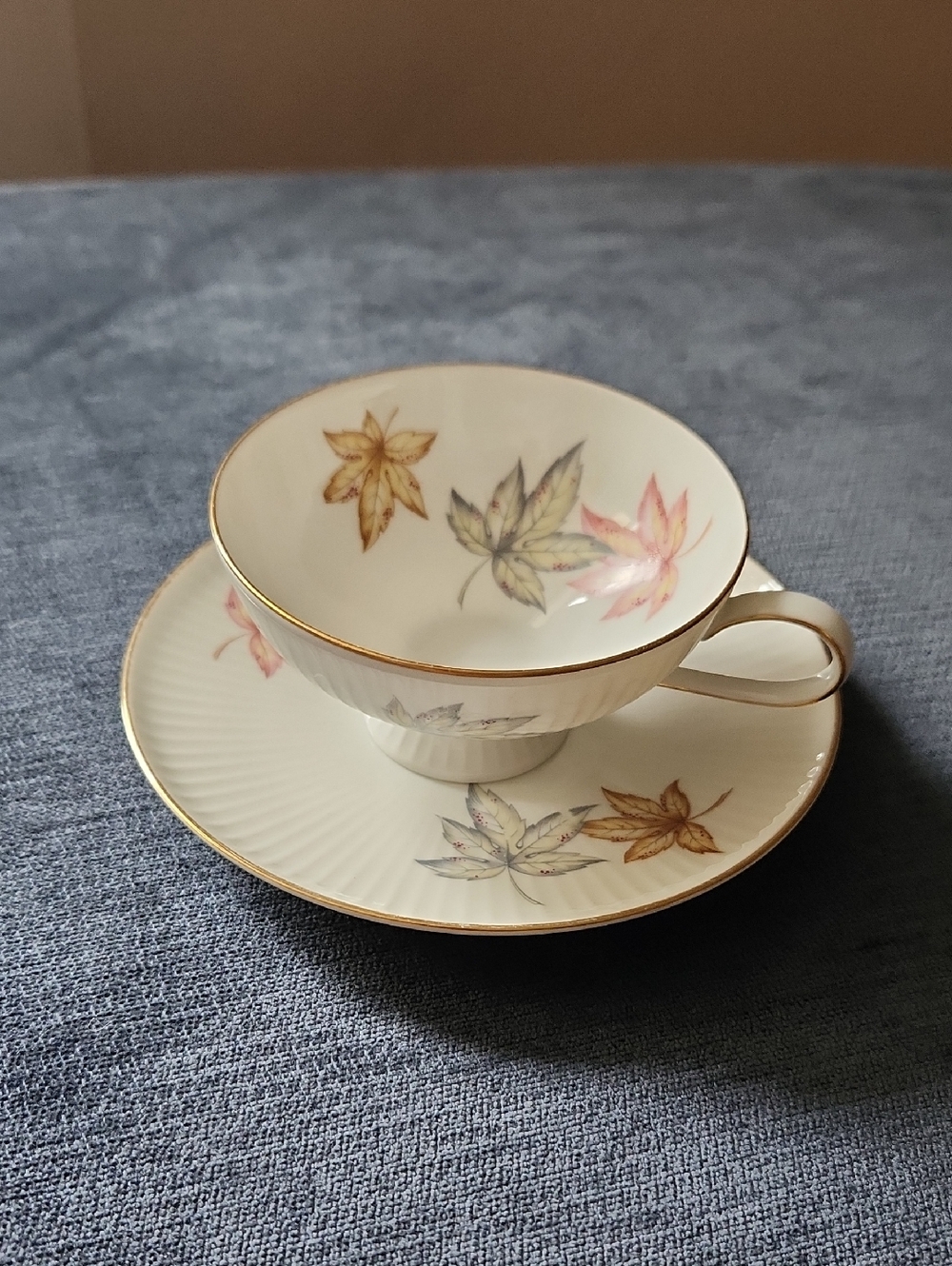 Thomas Rosental Germany Autumn Leafes Gold Rim Teacup & Sauser Vintage